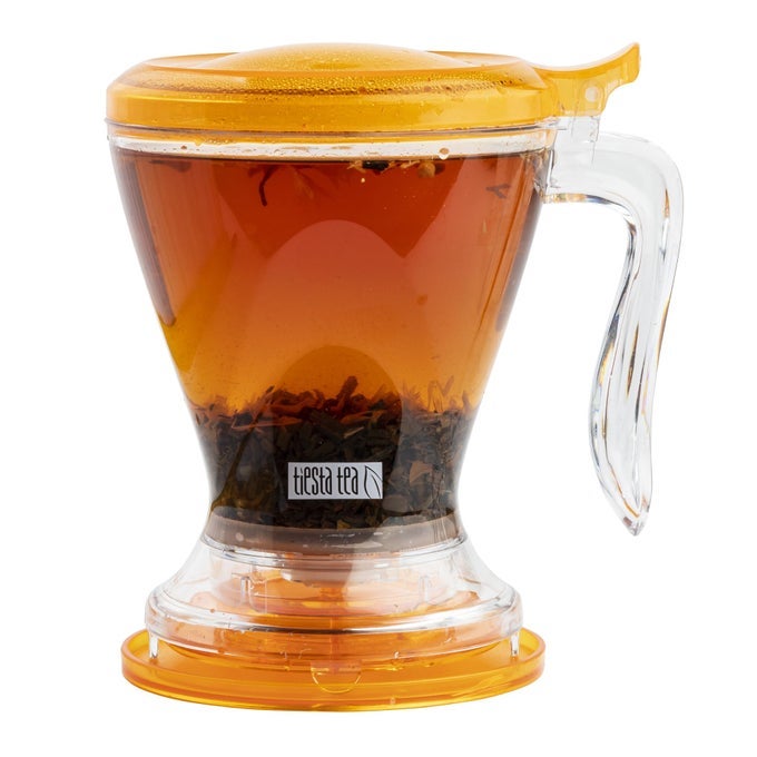 BREWMASTER COFFEE INFUSER LARGE STAINLESS STEEL STRAINER FOR LOOSE LEAF TEA FINE MESH BOTTOM DISPENSING MICROWAVE DISHWASHER SAFE REUSABLE STEEPER LOOSE LEAF HOLDER 16 OZ