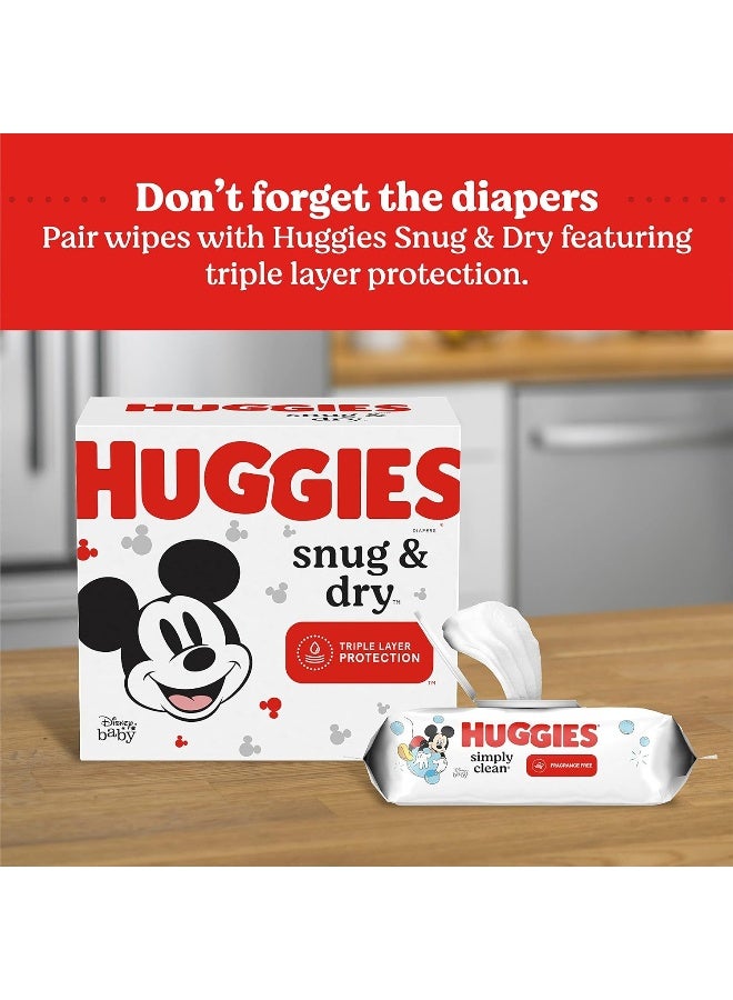 HUGGIES Simply Clean Fragrance-free Baby Wipes, Soft Pack (64 Sheets Total), Alcohol-free, Hypoallergenic - Image 2
