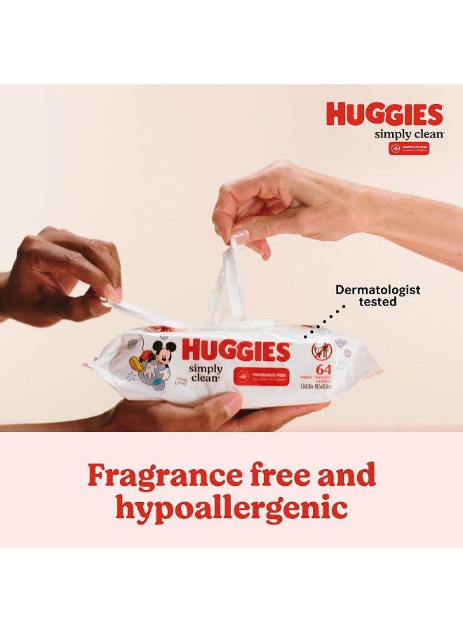 HUGGIES Simply Clean Fragrance-free Baby Wipes, Soft Pack (64 Sheets Total), Alcohol-free, Hypoallergenic - Image 1