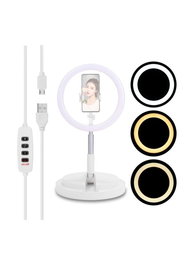 NIBEMINENT Dimmable LED Selfie Round Light With Phone Clip White/Silver  - Image 2
