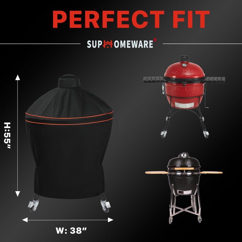 Suphomeware Grill Cover for Kamado Big Joe 24 Inch, Waterproof Heavy Duty Black Grill Cover - Image 2