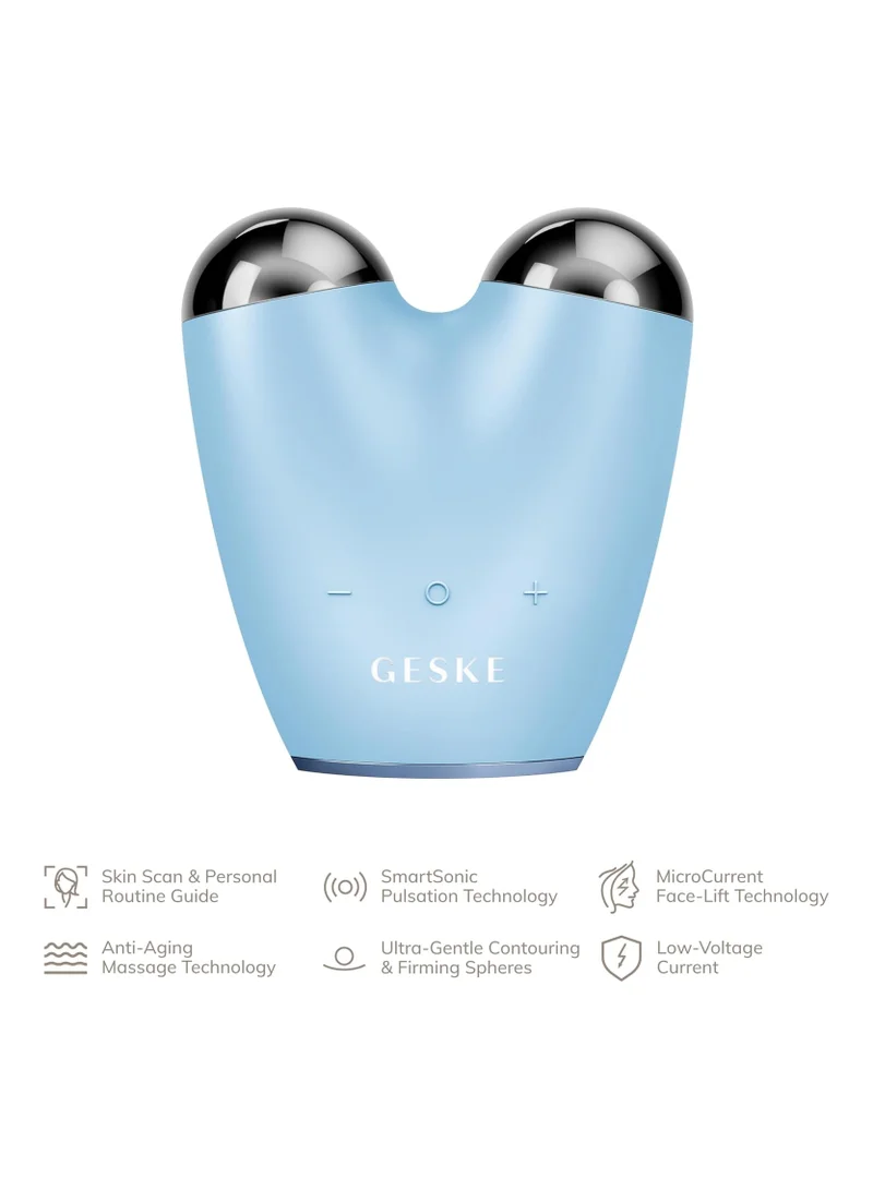 GESKE SmartAppGuided MicroCurrent Face-Lifter 6 in 1 Facial Lifting Face & Jawline Trainer Face Tightening Anti Ageing Device Microcurrent Against Wrinkles Double Chin Remover - Aquamarine