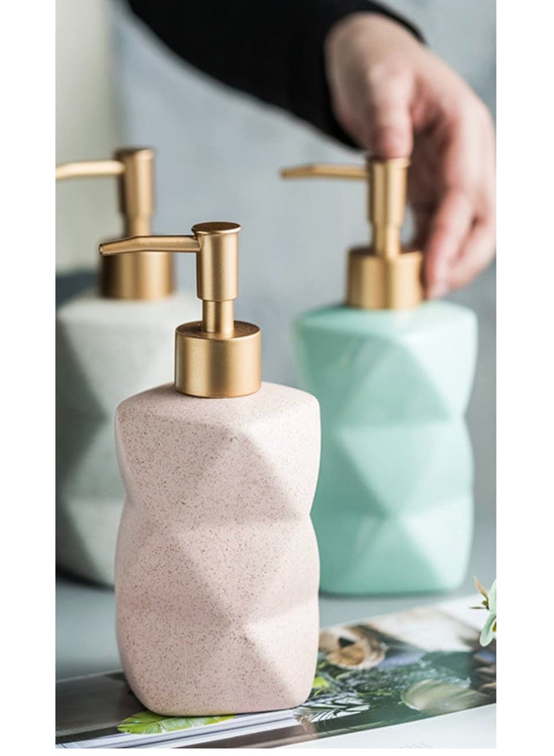 Zikra Hand Dish Soap Dispenser for Bathroom Kitchen Ceramic Countertop Soap Dispenser Pump for Liquid Lotions Hand Dishes Shower Soap, Marble Look 14 Oz (2 Pack) - Image 3