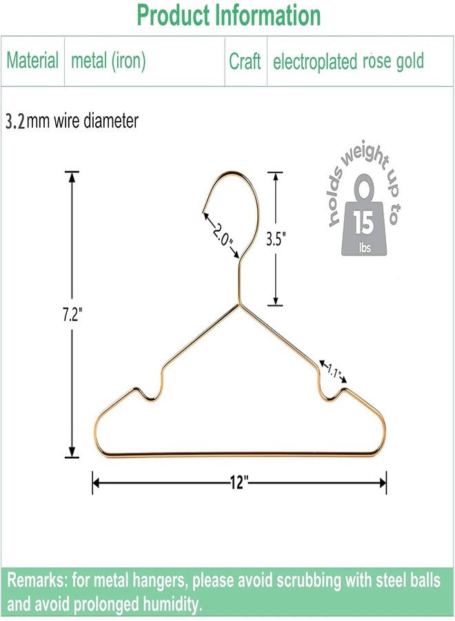 Amber Home 20Pack 12" Rose Gold Kids Baby Hangers, Strong Metal Children Clothes Hangers for Closet, Space Saving Infant Hanger for Toddler Coats Pants (Rose Gold, 20) - Image 3