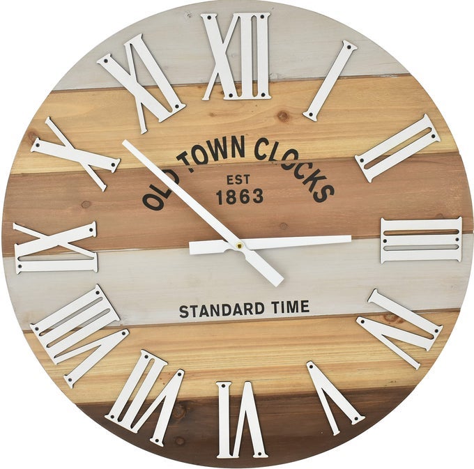 24 WOODEN MULTICOLOR MARITIME COASTAL BEACH LARGE ROMAN WALL CLOCK WOOD 24 INCH