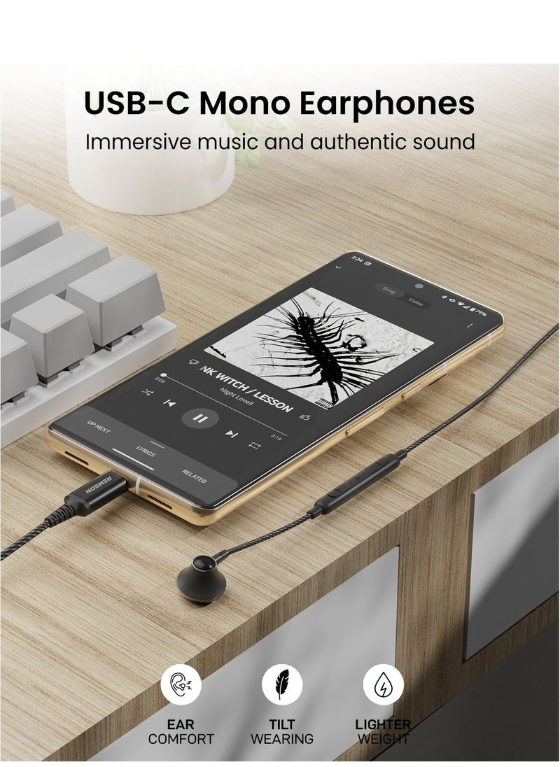 Remson Remson Wired Mono Stereo Earphone USB Type-C Connector Headphone /Earphone/Earbud Hi-Fi with In-Line Remote Compatible for Samsung Galaxy S21 Ultra 5G S20 FE Note 20/10, iPad Pro 2018 and Mac Book.  - Image 3
