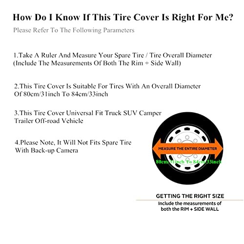 YOCTM غطاء عجلة احتياطي من الجلد السميك YOCTM لجهاز جيب رانجلر JK JL JT TJ صحارى روبكون همر FJ يناسب إطارات 31-33 بوصة طباعة بيضاء عيش الحياة واحدة (يناسب: 265/75R16، 255/75R17) - Image 2