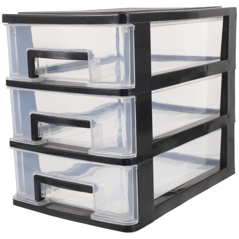 3 Tier Plastic Drawer Storage Cabinet 8.3x5.98x7.55 Inch Portable Organizer For Office Desk Study Small Space - Image 2