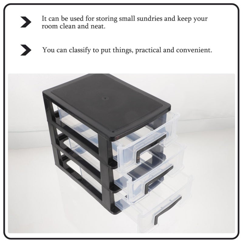 3 Tier Plastic Drawer Storage Cabinet 8.3x5.98x7.55 Inch Portable Organizer For Office Desk Study Small Space - Image 5
