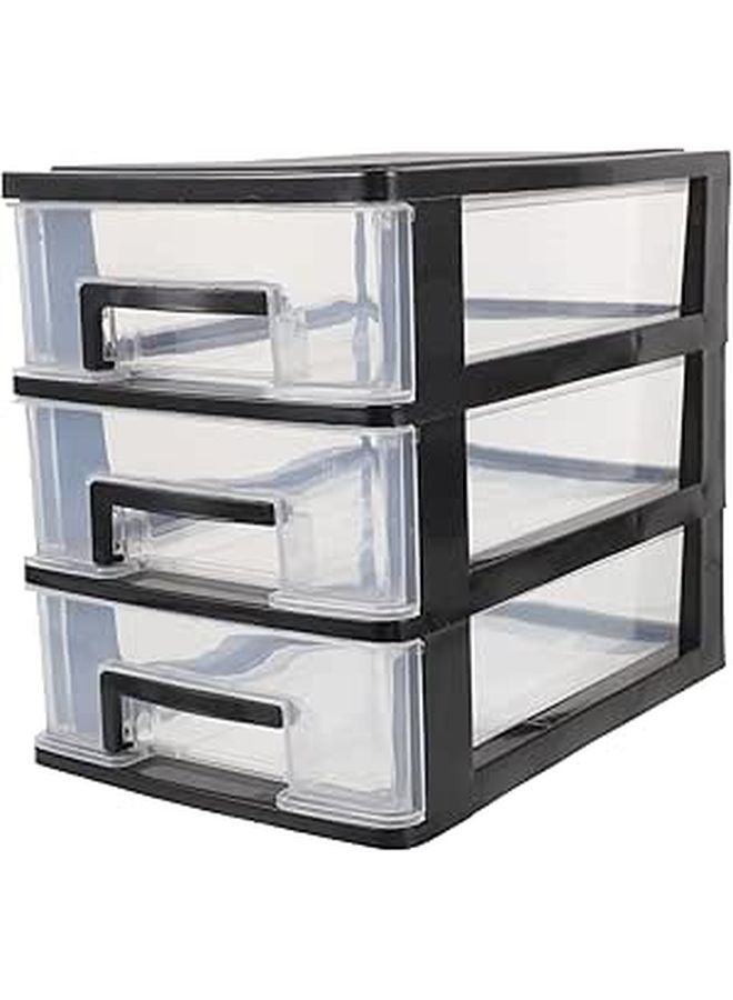 3 Tier Plastic Drawer Storage Cabinet 8.3x5.98x7.55 Inch Portable Organizer For Office Desk Study Small Space - Image 1