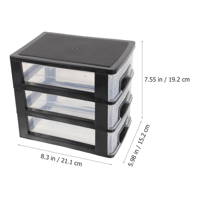 3 Tier Plastic Drawer Storage Cabinet 8.3x5.98x7.55 Inch Portable Organizer For Office Desk Study Small Space - Image 4