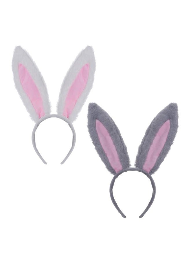 Sucrain Grey and White Bunny Ears Headbands, Bunny Rabbit Cosplay Party Costume Accessories - Image 5