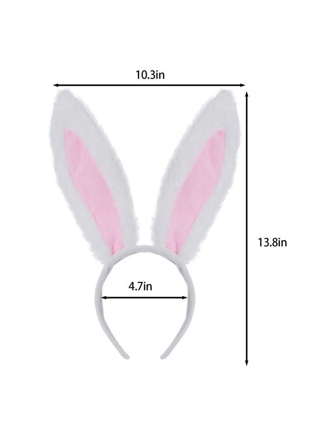 Sucrain Grey and White Bunny Ears Headbands, Bunny Rabbit Cosplay Party Costume Accessories - Image 2