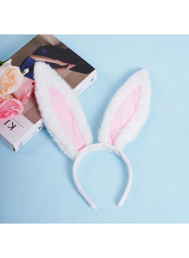 Sucrain Grey and White Bunny Ears Headbands, Bunny Rabbit Cosplay Party Costume Accessories - Image 3