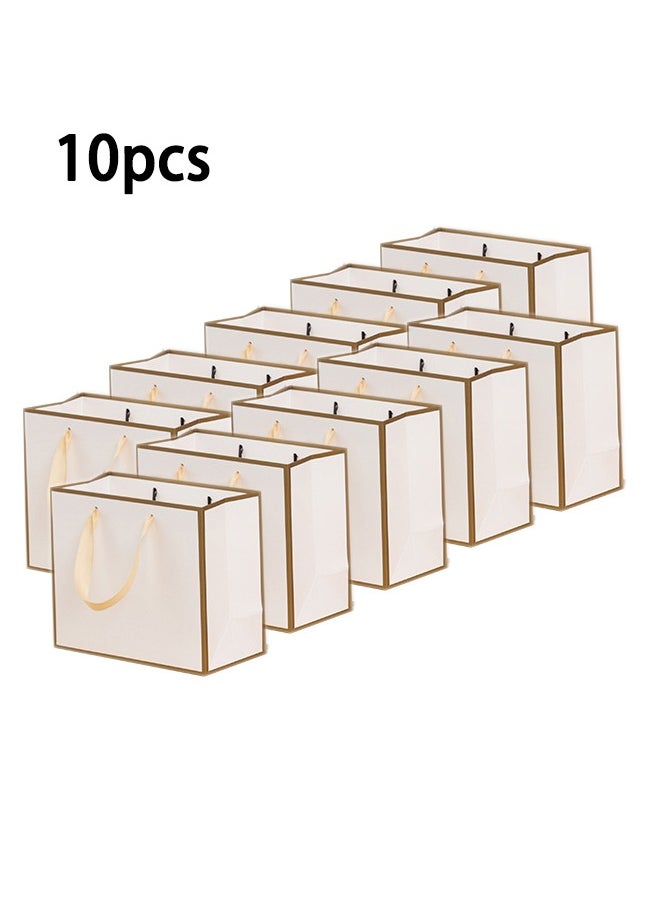 Zeemey 10 Pieces Party Favor Bags,Shopping Bag,Party Bags For Kids, supplies Snack candy Gift Bag Food Bags,Bags For Birthday Wedding Celebrations Party Favors 27*21*8（White）  - Image 1