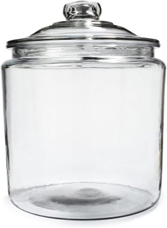 VOIDROP-Heritage Hill Canister jar of 1 Gallon, storage box, glass jars for sugar, flour, rice, cookies, chocolates sticks, marshmallow, Dishwasher safe, Crystal Clear Glass, Think knop, etc