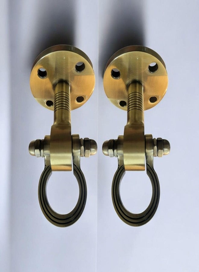 Proniks Heavy-Duty Brass Ceiling Hook Mount for Swing, 6 Inch Height, 2 Inch Ring, 4-Hole Base Plate (Pack of 2) - Image 2