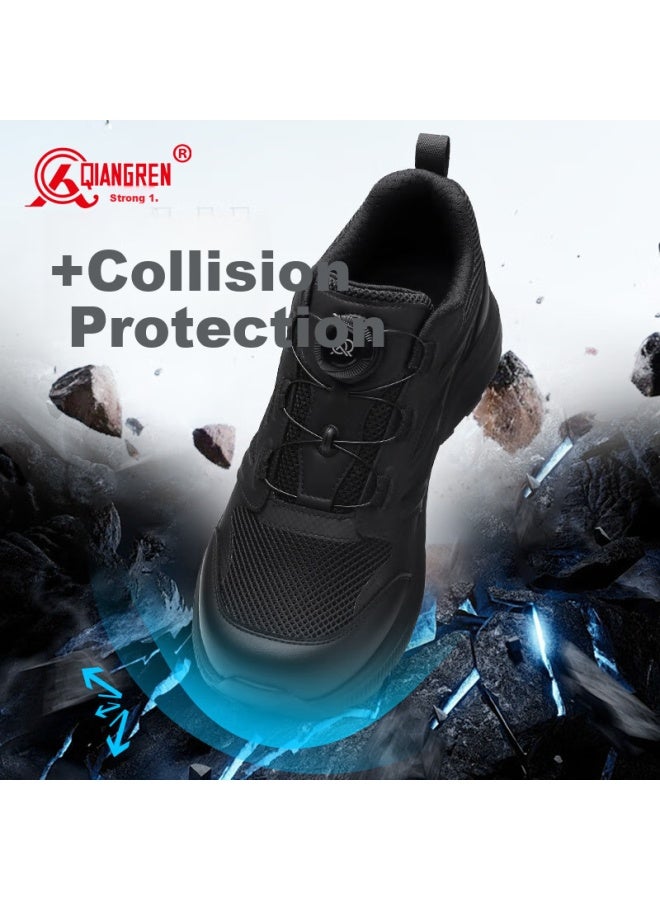 Strongman Qiangren Magnetic Energy Motion Casual Men's Shoes, 3515 Breathable Mesh Summer Outdoor Training Shoes, Jds005l, Black, Size 42 - Image 3