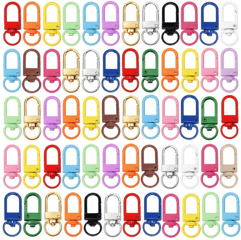 Cmidy Keychain Clasp Keychain Clip Accessories Bulk 60pcs Colorful Lobster Claw Clasps for Keychains Clips Bag Charm Clip Swivel Clasp Hooks for Purses Craft DIY Key Chain Making Supplies (Multicolor) - Image 1