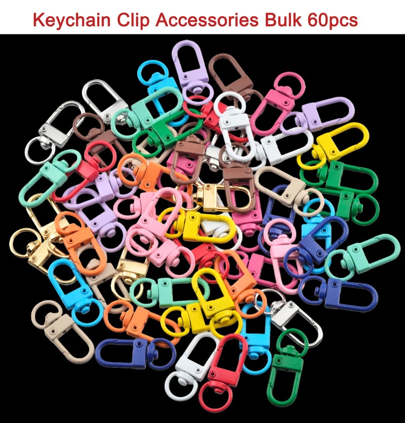 Cmidy Keychain Clasp Keychain Clip Accessories Bulk 60pcs Colorful Lobster Claw Clasps for Keychains Clips Bag Charm Clip Swivel Clasp Hooks for Purses Craft DIY Key Chain Making Supplies (Multicolor) - Image 2