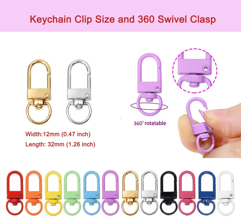 Cmidy Keychain Clasp Keychain Clip Accessories Bulk 60pcs Colorful Lobster Claw Clasps for Keychains Clips Bag Charm Clip Swivel Clasp Hooks for Purses Craft DIY Key Chain Making Supplies (Multicolor) - Image 3