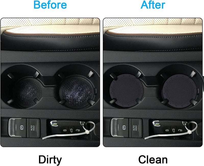 Wisdompro Car Coasters, 4 Pack PVC Car Cup Holder Insert Coaster - Anti Slip Vehicle Interior Accessories Cup Mats for Women(Diameter 3", Black) - Image 5