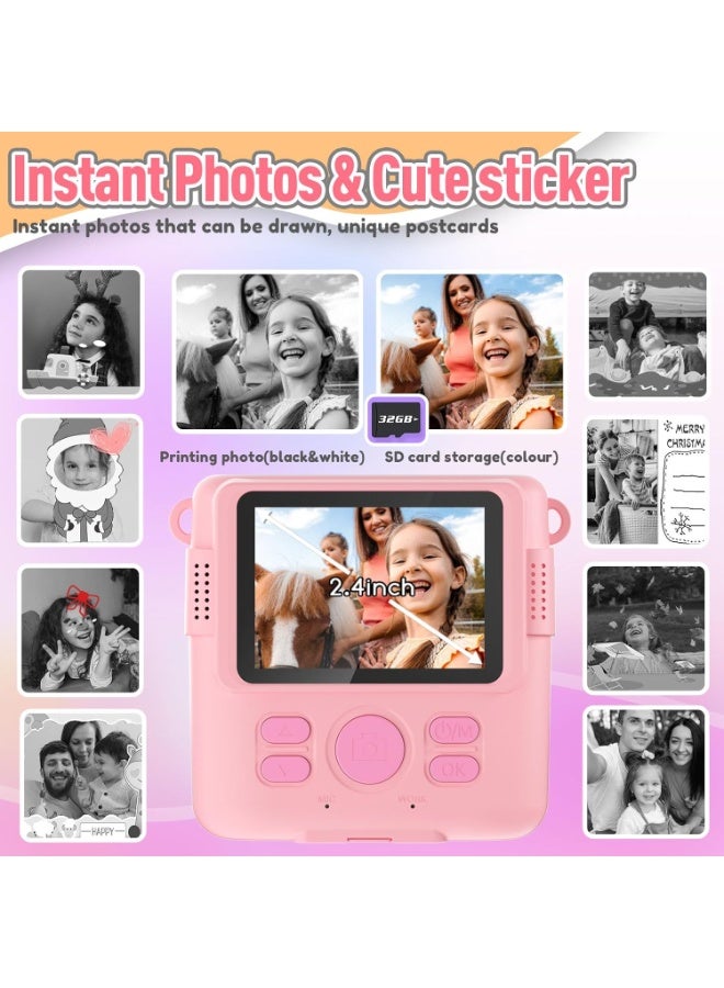 Blue Dune Instant Print Camera for Kids, Christmas Birthday Gifts Girls Boys Age 3-12, HD Digital Video Cameras Toddler, Portable Toy 3 4 5 6 7 8 9 10 Year Old Girl with 32GB SD Card-Pink - Image 3