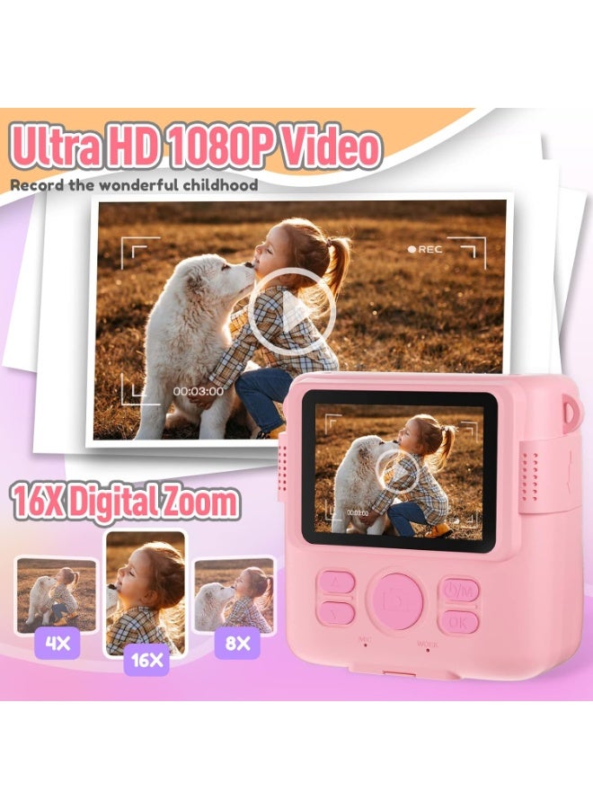 Blue Dune Instant Print Camera for Kids, Christmas Birthday Gifts Girls Boys Age 3-12, HD Digital Video Cameras Toddler, Portable Toy 3 4 5 6 7 8 9 10 Year Old Girl with 32GB SD Card-Pink - Image 4