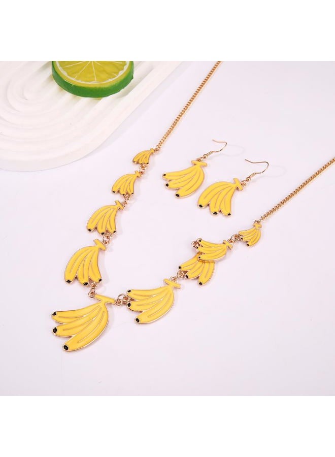 MOLOCH Fruit Jewelry Set Banana Pineapple Watermelon Cherry Pendant Necklace Earrings for Women Boho Summer Tropical Fruit Jewelry Party Accessories, One Size, Metal, No Gemstone - Image 5