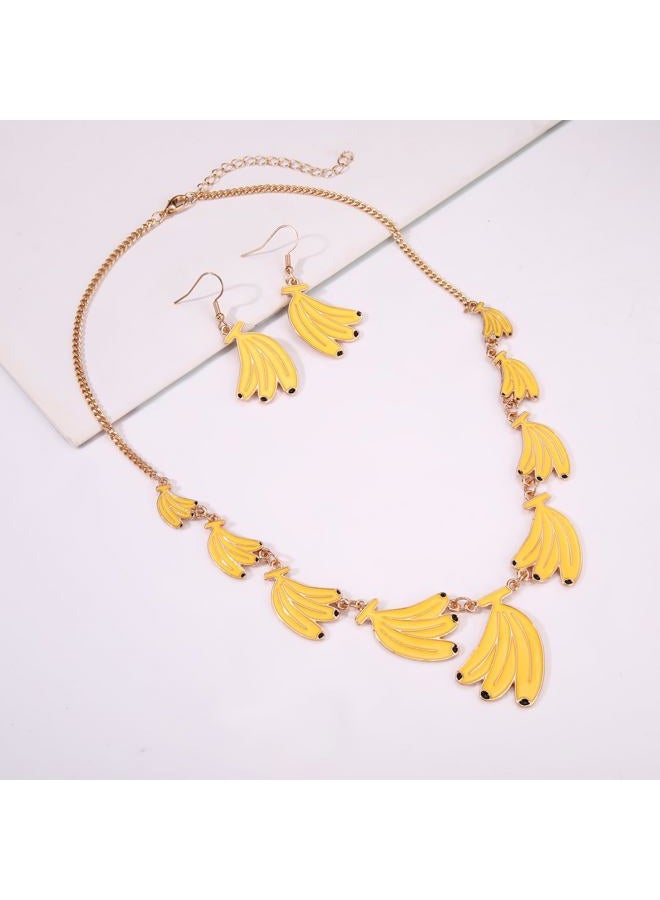MOLOCH Fruit Jewelry Set Banana Pineapple Watermelon Cherry Pendant Necklace Earrings for Women Boho Summer Tropical Fruit Jewelry Party Accessories, One Size, Metal, No Gemstone - Image 4