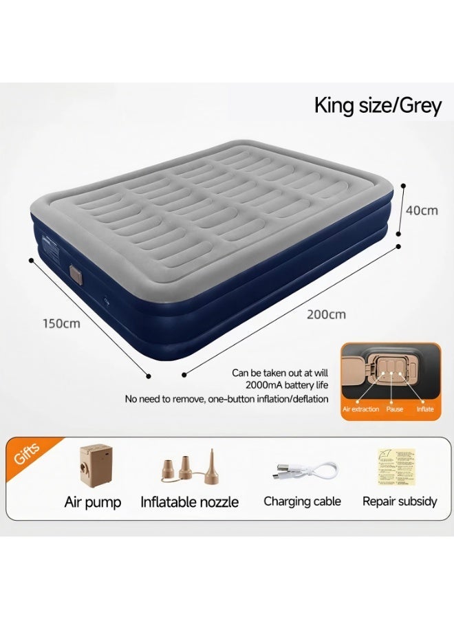 King Sized Air Bed , Premium Inflatable Mattress with a Built,in Electric Pump,Raised Elevated Double Airbed, Foldable & Portable Air Mattress,  for Home, Travel, Guests ,Portable Camping Bed - Image 2