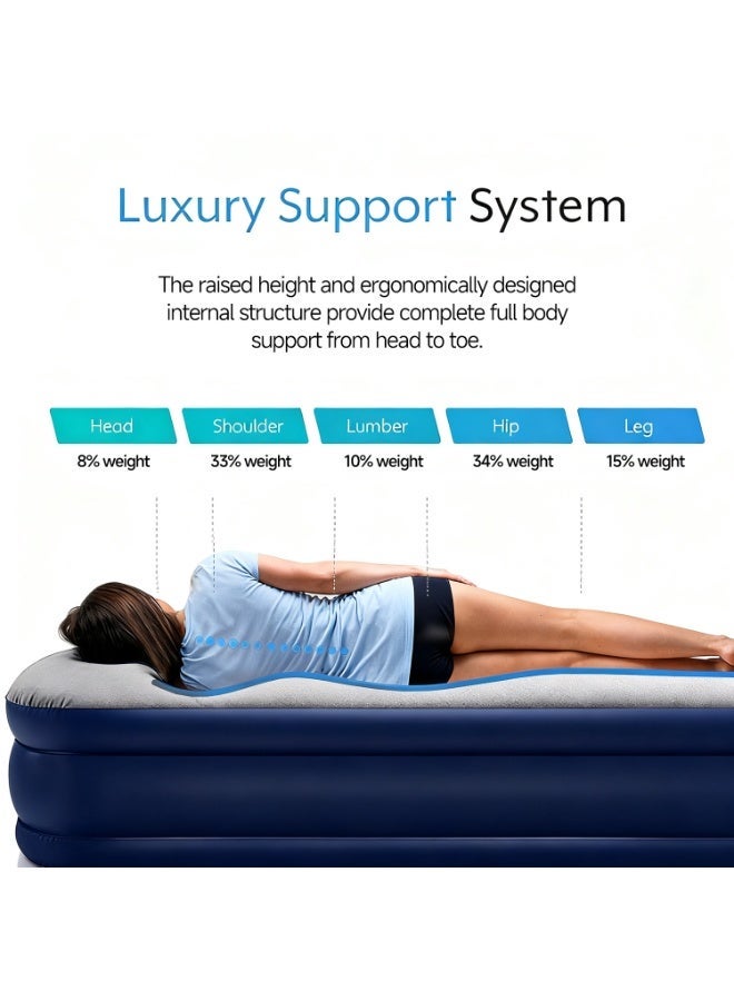 King Sized Air Bed , Premium Inflatable Mattress with a Built,in Electric Pump,Raised Elevated Double Airbed, Foldable & Portable Air Mattress,  for Home, Travel, Guests ,Portable Camping Bed - Image 3