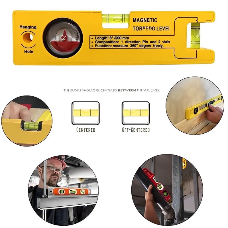 Expert Measurement with 8 Magnetic Torpedo Level and 6 Try Square Scale Combo  - Image 2