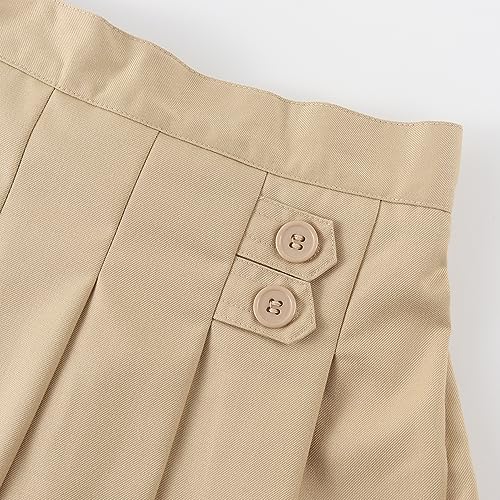 Noomelfish Girls Button Pleated Scooter Skirt School Uniform Skort, Khaki, Size 11-12 Years - Image 4