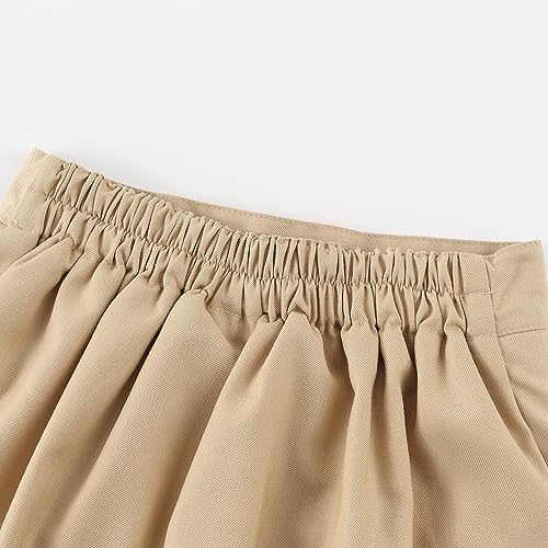 Noomelfish Girls Button Pleated Scooter Skirt School Uniform Skort, Khaki, Size 11-12 Years - Image 5