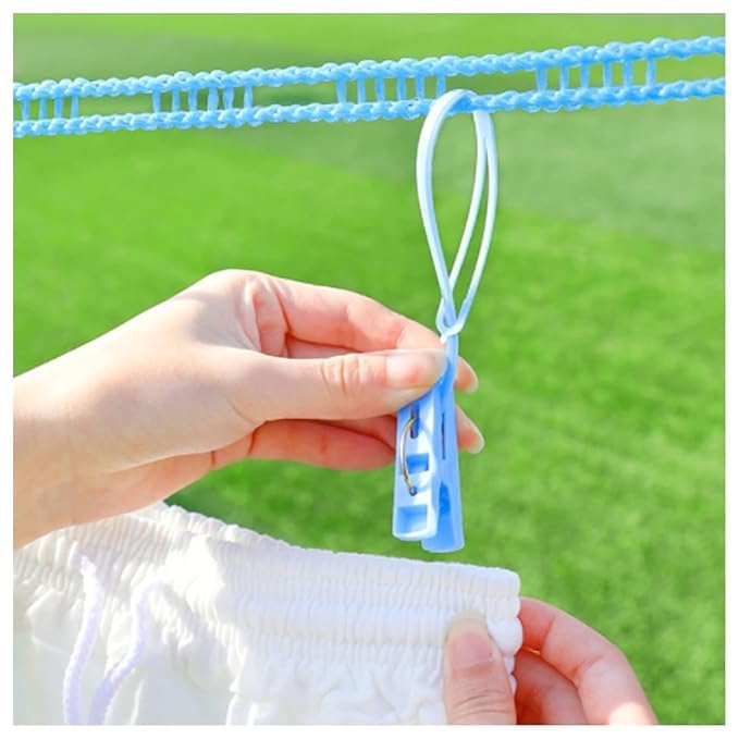QUMAZZ Washing Line 5M NonSlip and Windproof Clothes Line Portable Washing Line with 2 Stainless Hooks FenceLike Rope Washing Line for Indoor Outdoor Camping TravelingPack of 3 - Image 5