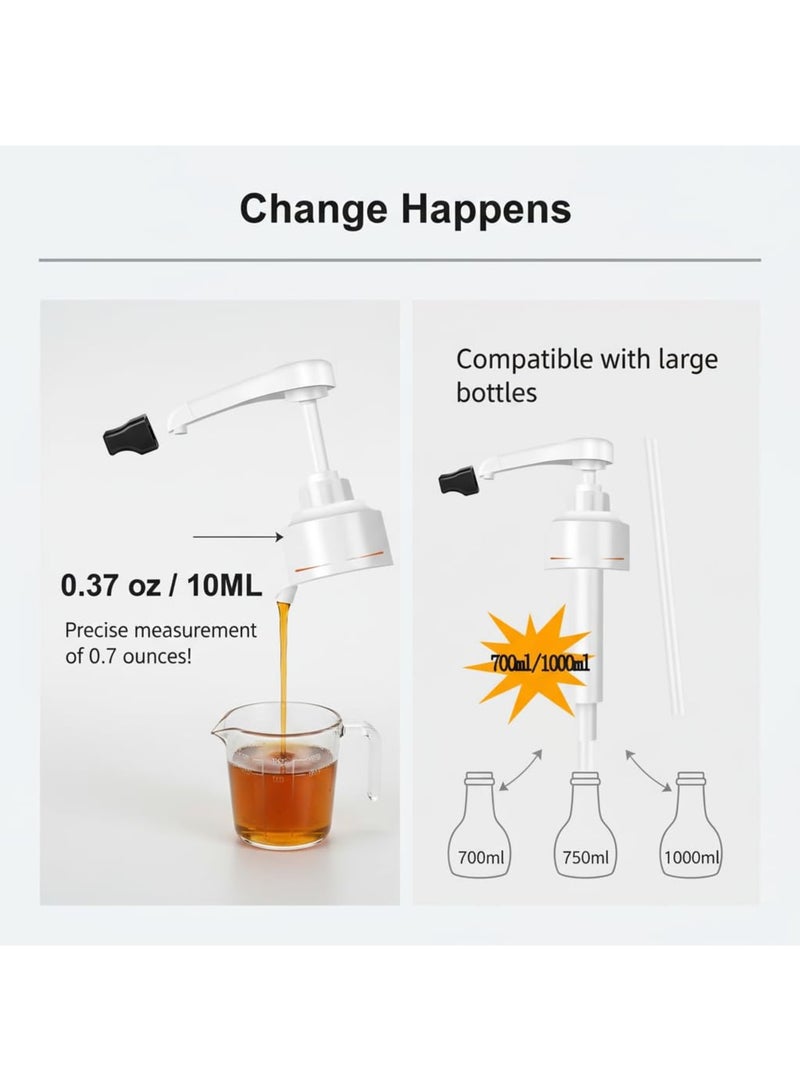SYOSI Syrup Pump, Compatible with 700ml 750ml 1L Glass Bottles, Easy Dispensing Pump with Tip Cover, Ideal for MONIN Syrup, Coffee Shops Cafes and Home Use, White 2 Pack 10ML - Image 3