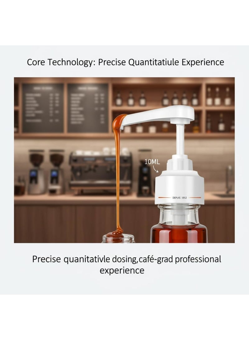 SYOSI Syrup Pump, Compatible with 700ml 750ml 1L Glass Bottles, Easy Dispensing Pump with Tip Cover, Ideal for MONIN Syrup, Coffee Shops Cafes and Home Use, White 2 Pack 10ML - Image 2