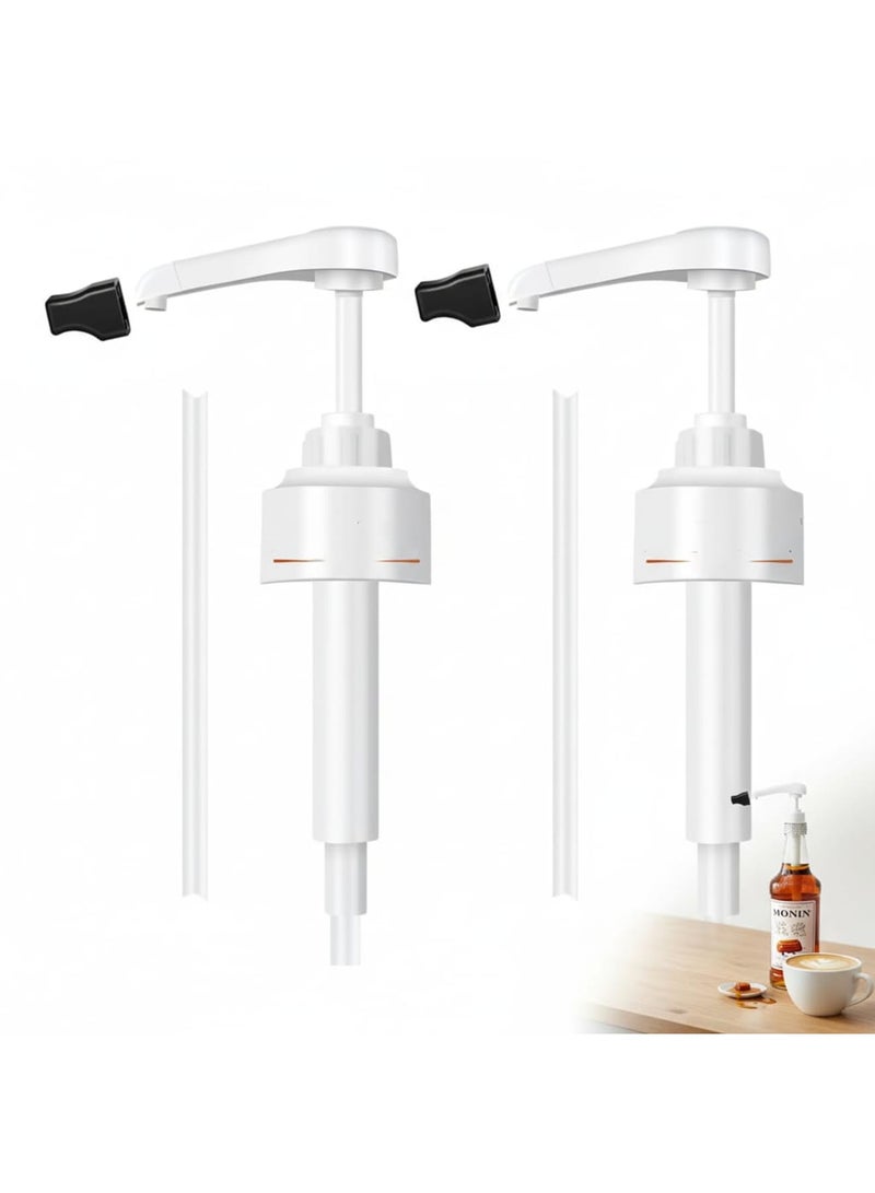 SYOSI Syrup Pump, Compatible with 700ml 750ml 1L Glass Bottles, Easy Dispensing Pump with Tip Cover, Ideal for MONIN Syrup, Coffee Shops Cafes and Home Use, White 2 Pack 10ML - Image 1