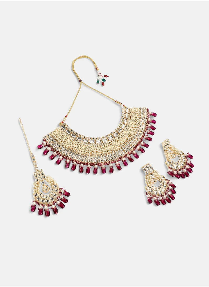 سوهي Stone-Studded & Beaded Jewellery Set