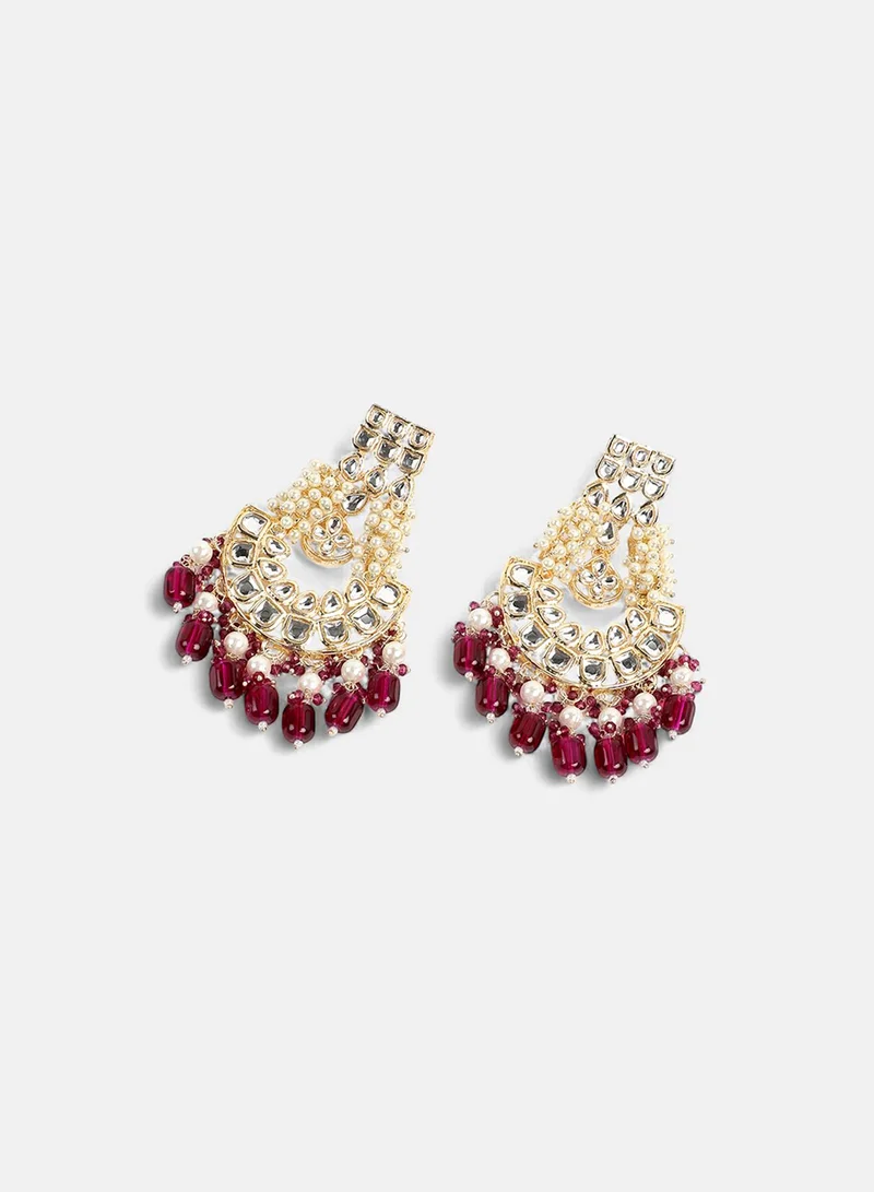 SOHI Stone-Studded & Beaded Artificial Jewellery Set
