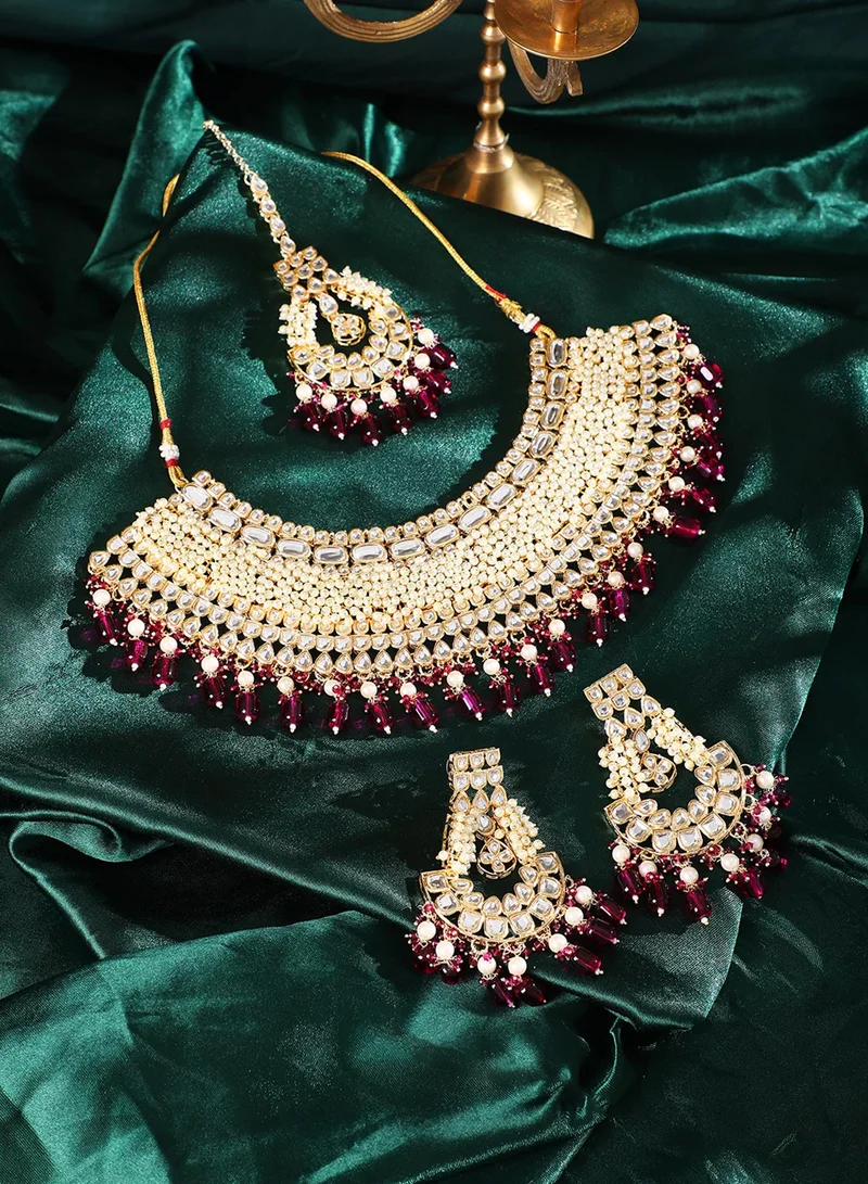 SOHI Stone-Studded & Beaded Artificial Jewellery Set