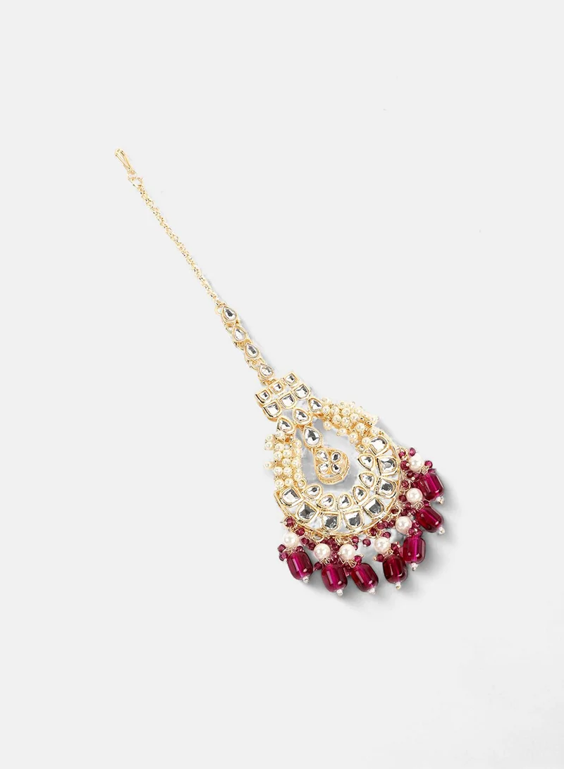 SOHI Stone-Studded & Beaded Artificial Jewellery Set