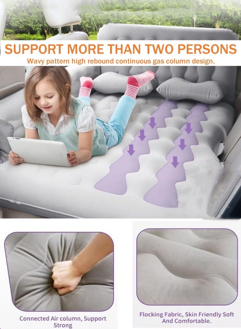 Sharpdo Inflatable Mattress Air Bed With 2 Storage Piers for Car Travel and Camping 181K Grey - Image 3