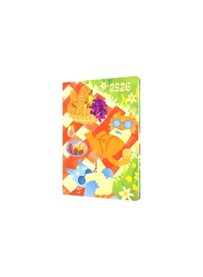 Collins Bella Ramsey Cat 12 Month Planner, July 2025-July 2026 Week-to-View Diary, A5 Hard Cover, Picnic - Image 1