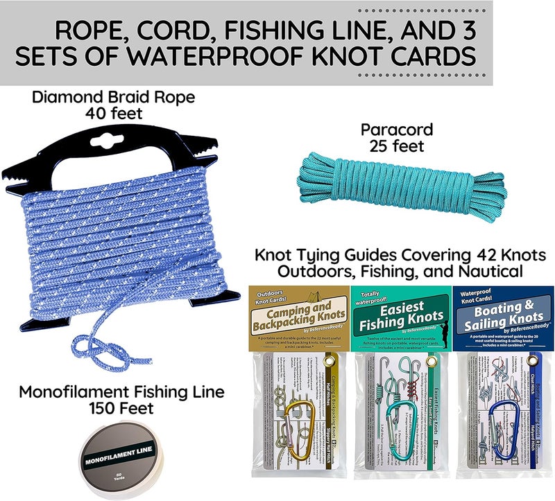 ReferenceReady Deluxe Knot Tying Kit with Rope, Cord, Fishing Line, and 3 Knot Tying Guides (Outdoors, Fishing, Boating) for Preppers and Survivalists - Image 3
