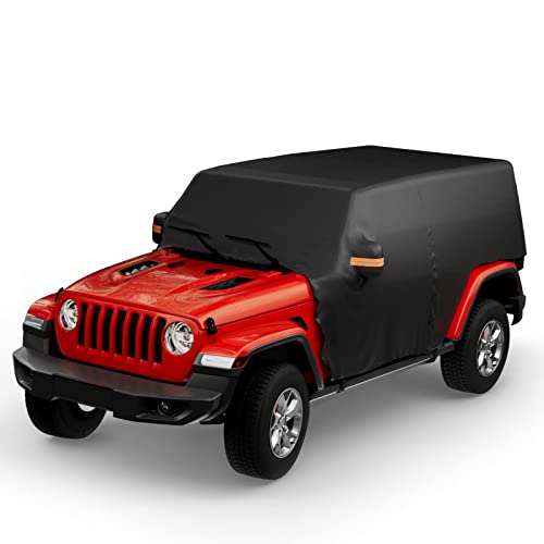 QMPARTS Water-Resistant Cab Cover Compatible with Wrangler JK JL Unlimited 4 Doors 2007-2024, All Weather Wrangler Rain Cover with Driver Door Zipper, Outdoor Snow Sun UV Rain Car Cover - Image 1