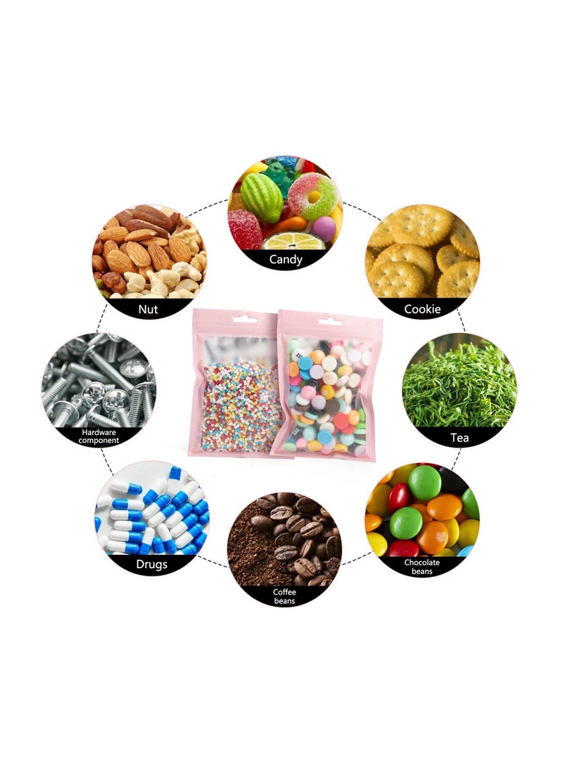 SYOSI Resealable Mylar Bags, 100Pcs Clear Window Smell Proof Bags Packaging Bags Foil Pouch Bags for Food Self Sealing Storage Supplies  - Image 5