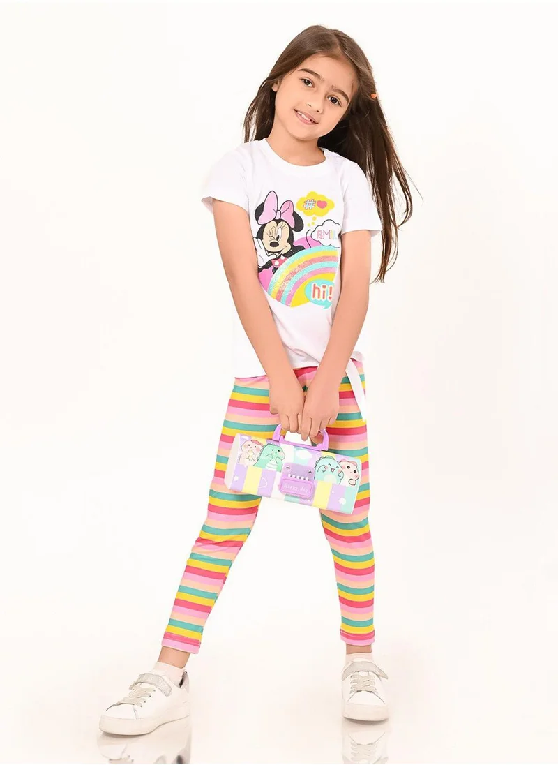 بونكيدز Regular Fit Printed Multicolour Cotton Sets For Girls Round Neck Flat Collar Pull On 100 % Cotton