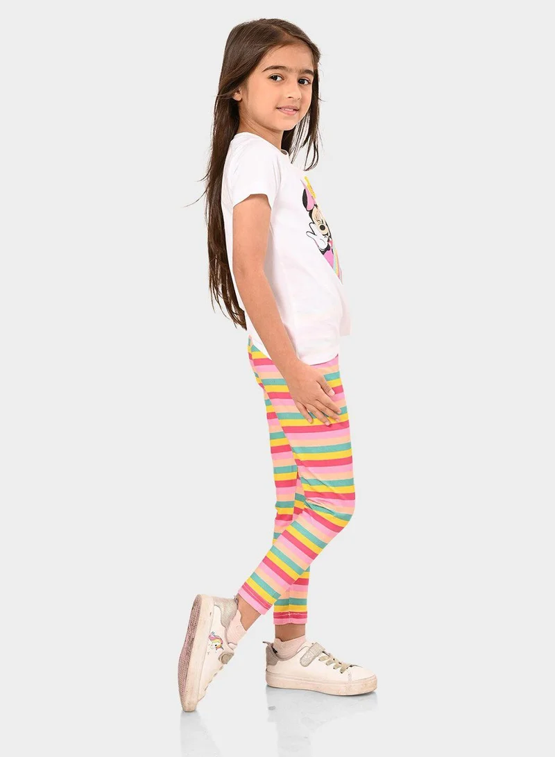 Bonkids Regular Fit Printed Multicolour Cotton Sets For Girls Round Neck Flat Collar Pull On 100 % Cotton